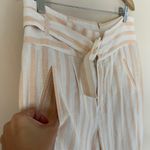 Anthropologie  Oasis Striped Pants Cream & Peach High Waist Cotton Linen Blend Photo 5