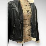 CHAPS Women's Black Faux Leather Mid-Length Motorcyle Jacket XL | EUC Photo 6