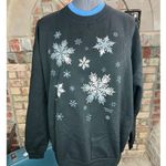 sweatshirt snowflake black white blue grannycore Size XL Photo 0