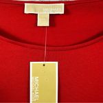 Michael Kors  Basics Petite Top 3/4 Sleeve Gold Accent Ruched Crimson Red XLP NWT Photo 4