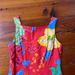 Vntg 90s K.C. Spencer New York Square Neck Bold Tropical Floral Sun Dres Sz S Red Photo 6