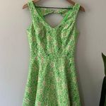 Lilly Pulitzer Green Floral Lace Mini Dress Mini A-Line Summer V-Neck Preppy EUC Photo 0