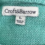 Croft & Barrow  Large Teal Green Lace Up Accent Pullover Knit Sweater Long Sleeve Photo 5
