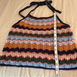 American Eagle  Crochet Knit Crop Halter Top Womens Lg Tie Neck Multi Lined Frnt Photo 10