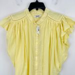 Madewell Shirred Lace Trim Top Blouse Cotton Viscose Iced Lemon Yellow Large NWT Photo 6