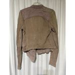 Free People  Womens Distressed Brown Indie Jacket With Zipper Closure Photo 3