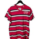Aeropostale T Shirt Aero So Cal Patch Embroidered Tee Striped V-Neck Pink XL Photo 0