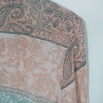 Charlie Paige  S/M Boho Paisley Striped Bell Sleeve Orange Turquoise Pastels Top Photo 5