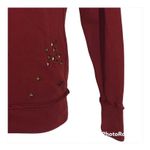 True Religion  NWT Ox Blood Distressed Studded Boyfriend Sweatshirt XS Photo 10
