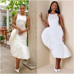 Lulus LULU’S Magnificent Presence White Ruffled Asymmetrical Midi Dress Photo 1