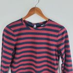 Brooks Brothers  Open Eyelet Lace Stripped Top Red Long Sleeve Size S Photo 2