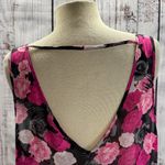 Torrid Black and Pink Rose Floral Hi Lo Semi Sheer Chiffon V-Neck Tank Top Photo 6