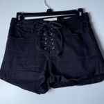 PacSun  Black Denim Shorts Lace-Up High Rise Super Stretch Shortie 26‎ Photo 0