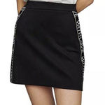 Maje  With Love Side‎ Stripe Black A-Line Scuba Neoprene Mini Skirt Size 2/M Photo 0