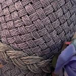Vintage Blue Woven Hat with Blue Floral Accent Purple Photo 5