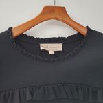 Philosophy  Womens Shift Dress Small Black Ruffle Frilly Long Sleeve Jersey Mini Photo 4