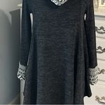 Bellamie  Heather Black Cowl Neck Long Sleeve Dress Shift Winter Womens XS Photo 9