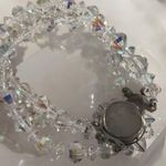 Vintage Aurora Borealis Crystal Bead Bracelet 1950s Old Hollywood Glam Photo 0