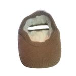 Women's Knit Winter Beanie Visor Hat with Ponytail Opening – Beige Fleece Lined Tan Photo 4