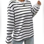 Boutique Striped Long Sleeve Pullover Top Tee XXL 14 Plus Size Black & White New Photo 0