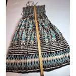 Bamboo  Thread Womens One Size Smocked‎ Dress Strapless Sundress Turquoise Photo 1