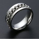Unisex Silver Spinning Chain Ring Photo 0