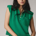 Anthropologie By  Collared Polo Muscle Sweater Tank Shirt Sz M Green Photo 0