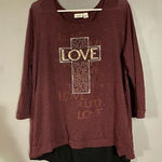 Cato  Faith Cross Long Sleeve Scoop Neck Top Size XL Photo 0