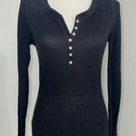 Aeropostale  Sparkly Medium Black Waffle Knit Henley Long Sleeve Top Y2K 2000s  Photo 0