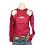 NBD Pink Metallic Sweater LARGE Magenta Painted Cut Out Bodycon Ribbed $208 NEW Photo 3