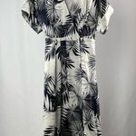 Equipment  Tavine Silk Wrap Midi Dress in Navy Palm Size‎ 6 Photo 0