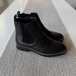 Lands' End Black Pebbled Genuine Leather Lug Sole Ankle Boots Booties Size 10 Photo 2