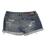 American Eagle AEO Medium Wash Low Rise Distressed Denim Jean Shorts size 4 Photo 2