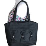 FAUX LEATHER BLACK WITH EMBELLISHED BOW DESIGN SHOULDER BAG Photo 0