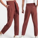 Athleta  Skyline II High Rise Paper Bag Waist Belted Tie Waist Pant Cognac Size 6 Photo 11