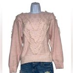 1980s baby pink sweater with faux pearl and lace detailing Size M Photo 0