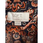 Loft  Fall Orange Print Mini Shift Dress Roll Tab Small Petite Boho Festival 70s Photo 3