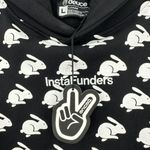 Deuce Brand | NWT | Large | Women's Black Allover White Rabbit Premium Hoodie Photo 4