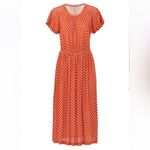 STINE GOYA Caitlin Dress Polka Dot Midi Size Medium Orange Photo 4