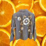 Alex Kim Gray Floral Embroidered Sequined Button Down Blazer Women's Size S Photo 5