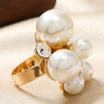 Elegant Gold Pearl Cluster Ring. Adjustable Photo 0
