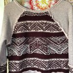 Free People  Snow Angel Burgundy & Cream Tribal Fair Isle Knit Thermal Sweater S Photo 8