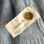 Ella Moss Oversized Soft Blue Knit Cardigan Sweater Button Pockets Minimalist Preppy Cozy Photo 3