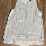 Vince Camuto Double Layer Silver Shimmer Gray Flowy Tank Top MEDIUM Silky Preppy NWOT Photo 1