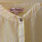 Juicy Couture Yellow & White Striped Button Down 100% Silk Shirt Photo 4