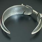 Vintage Navajo Signed Sterling Silver Turquoise Coral Feather Cuff Bracelet 34g. Photo 4