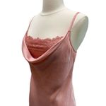 Satin Cowl Neck Spaghetti Strap Blouse With Lace Underlay Photo 5