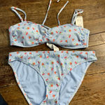 Hollister  blue Gingham strawberry 2pc bikini swimsuit NWT size medium Photo 0