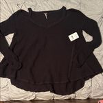 Free People  Charcoal Knit V-neck Sweater Photo 2
