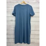 LL Bean Rocky Coast Slub Knit Split Neck Dress, NWT, Blue, Size MEDIUM Blue Photo 3